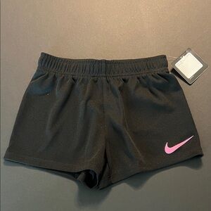 Nike Girls Black Shorts with Pink Logo